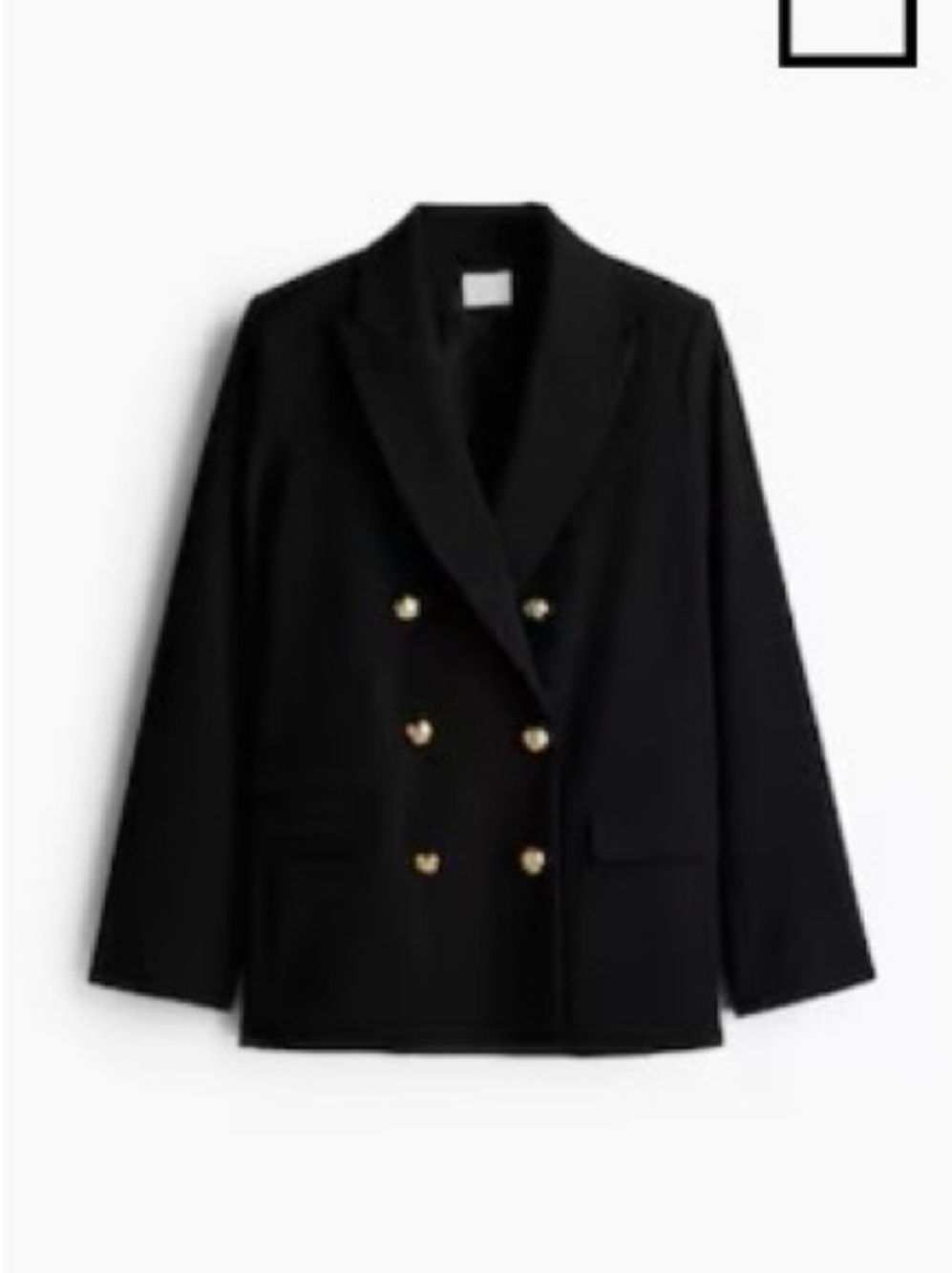 H&M Double-Breasted Black Blazer with Gold Buttons size XL
